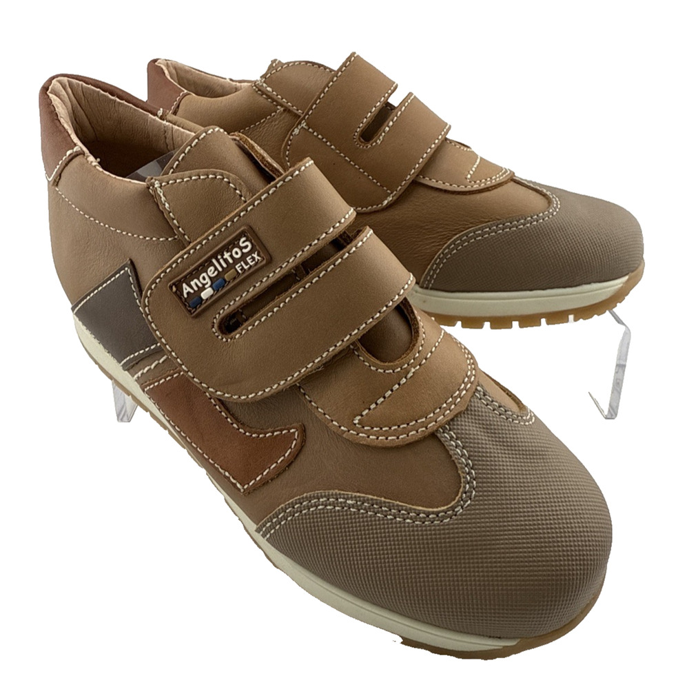 Angelito's Flex Boys Spanish Shoes Brown Leather Hook & Loop‎ Size 30 US 12 NEW